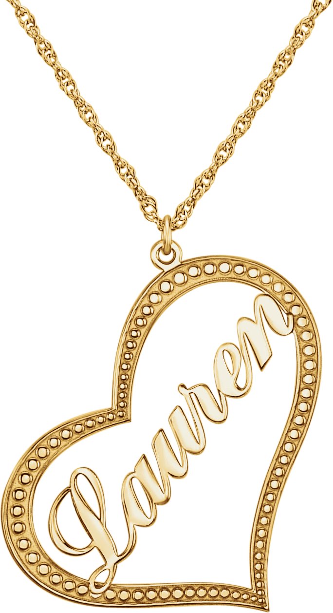 Script Nameplate Heart Necklace