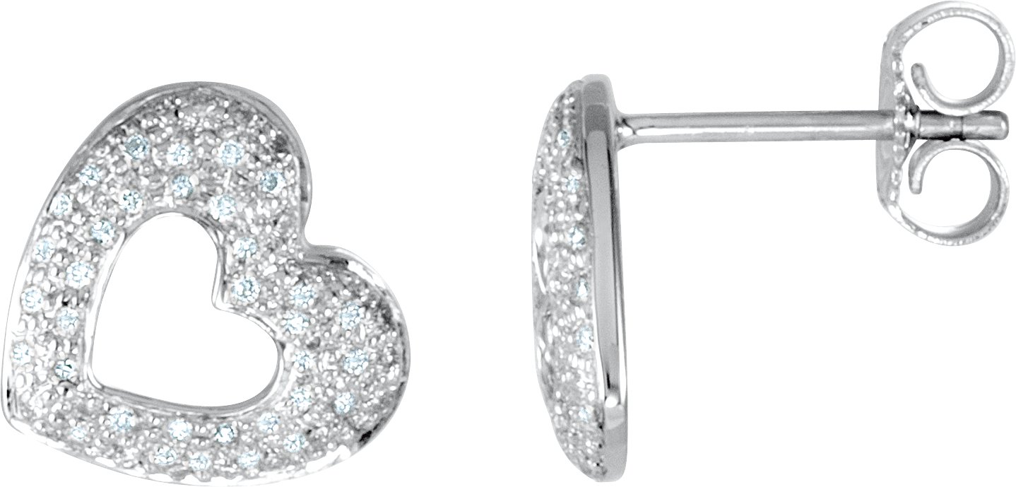 14K White 1/4 CTW Diamond Heart Earrings
