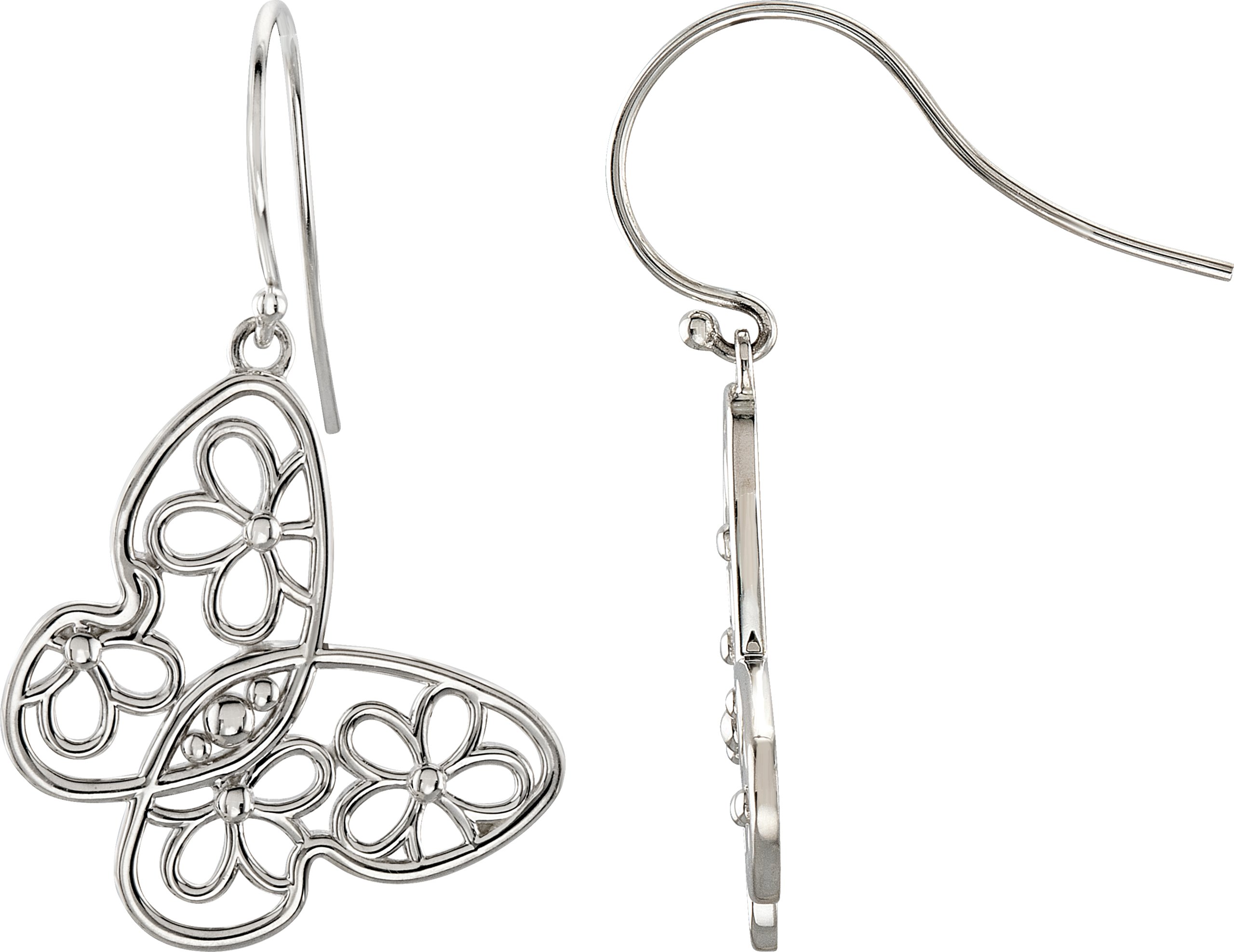 Sterling Silver Butterfly & Floral-Inspired Right Earring