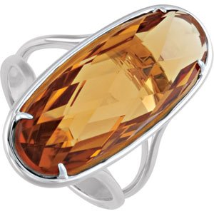 Sterling Silver Honey Quartz Ring Ref 3207755