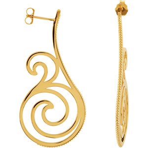 14K Yellow Scroll Earrings