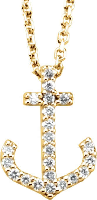 14K Yellow .08 CTW Natural Diamond Anchor 16 Necklace