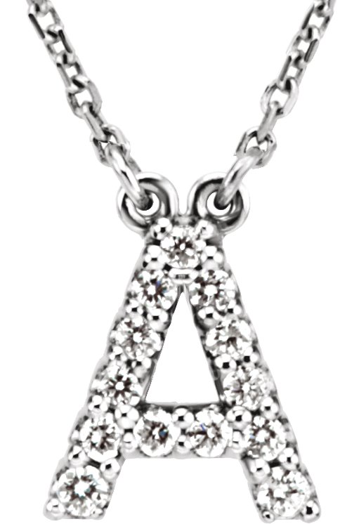 14K White 1/8 CTW Natural Diamond Initial A 16 Necklace