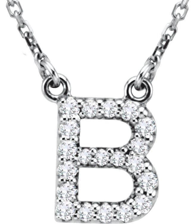 14K White 0.17 CTW Natural Diamond Initial B 16 inch Necklace Ref 2706573