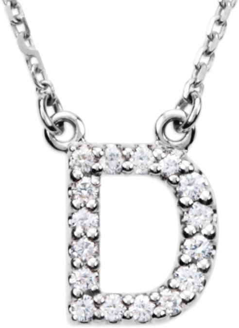 14K White 0.17 CTW Natural Diamond Initial D 16 inch Necklace Ref 2724947