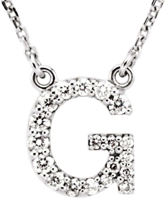 14K White 1/6 CTW Natural Diamond Initial G 16 Necklace