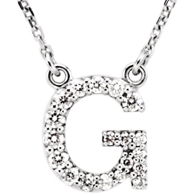 14K White 1/6 CTW Natural Diamond Initial G 16" Necklace