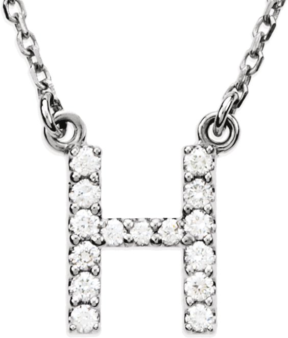 14K White 0.17 CTW Natural Diamond Initial H 16 inch Necklace Ref 2724968