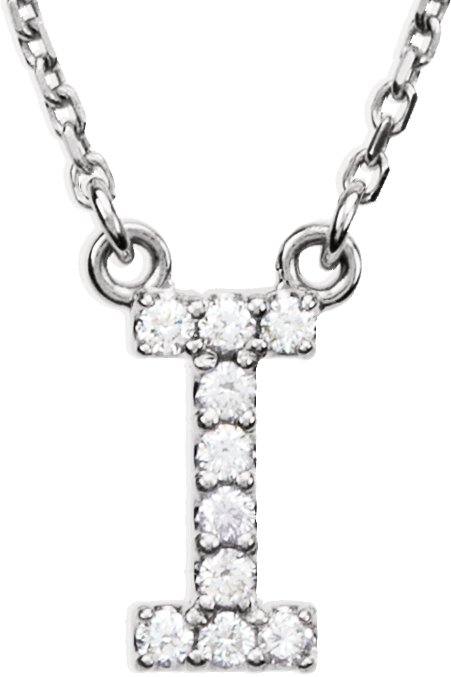 14K White .08 CTW Natural Diamond Initial I 16 inch Necklace Ref 2721722