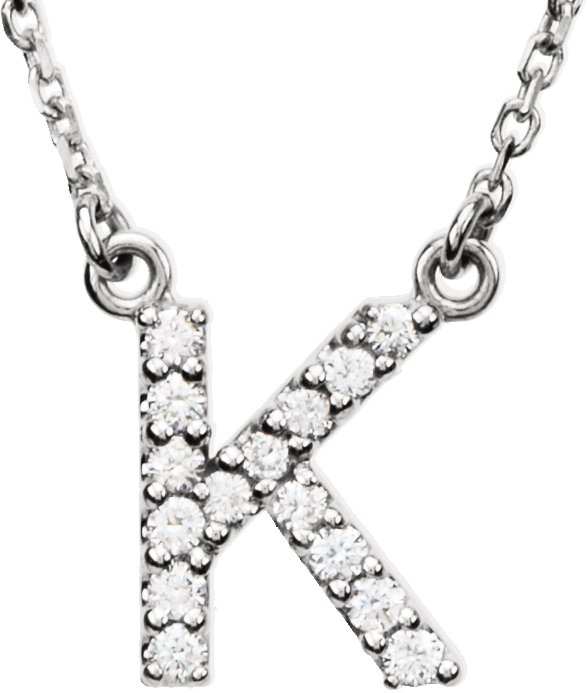 14K White 0.13 CTW Natural Diamond Initial K 16 inch Necklace Ref 2725830