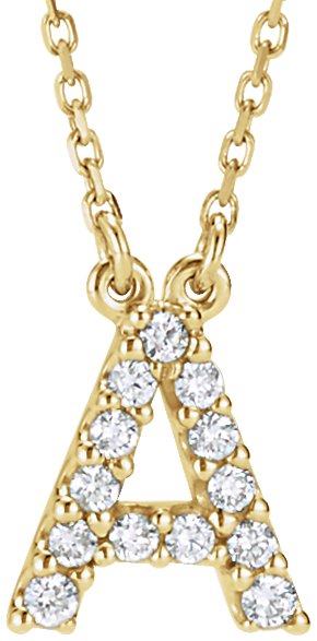 14K Yellow 1/8 CTW Natural Diamond Initial A 16" Necklace