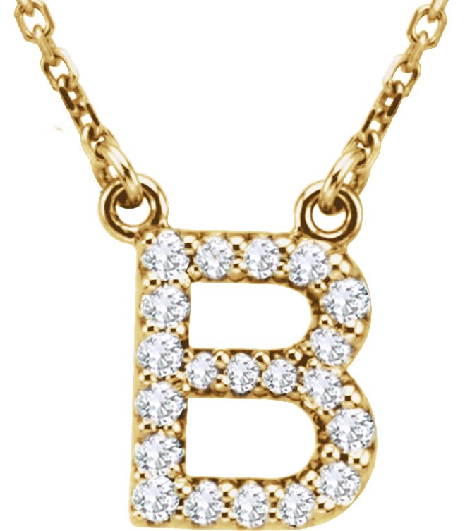 14K Yellow 0.17 CTW Natural Diamond Initial B 16 inch Necklace Ref 9869894