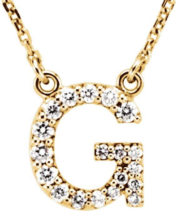 14K Yellow 1/6 CTW Natural Diamond Initial G 16 Necklace