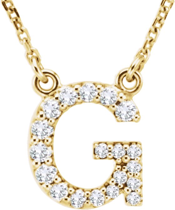 14K Yellow 0.17 CTW Natural Diamond Initial G 16 inch Necklace Ref 9869926