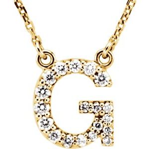 14K Yellow 1/6 CTW Natural Diamond Initial G 16" Necklace