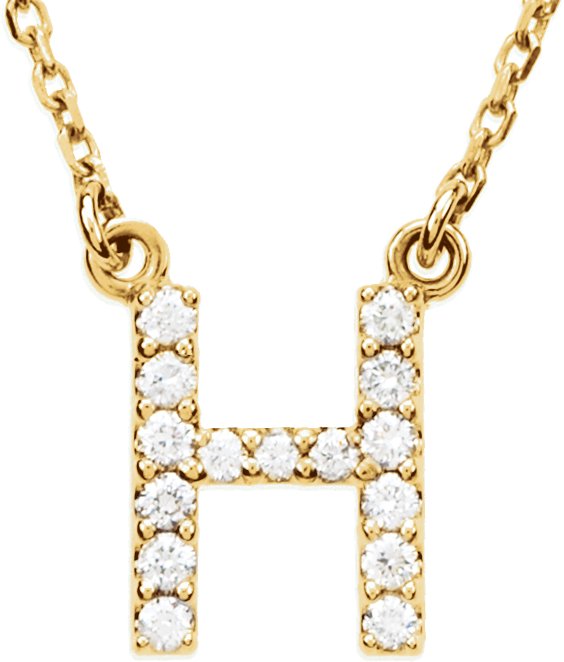 14K Yellow 0.17 CTW Natural Diamond Initial H 16 inch Necklace Ref 9869928