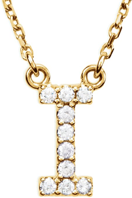 14K Yellow .08 CTW Natural Diamond Initial I 16" Necklace