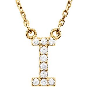 14K Yellow .08 CTW Natural Diamond Initial I 16" Necklace