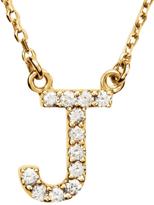 14K Yellow 1/10 CTW Natural Diamond Initial J 16" Necklace