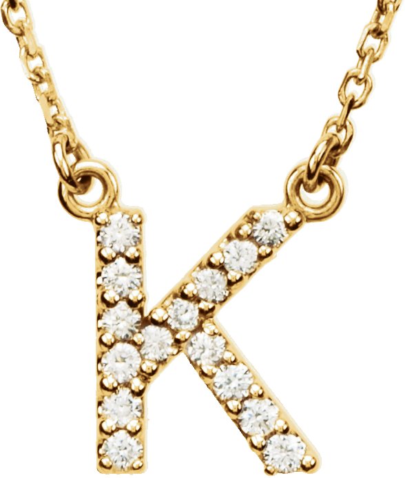 14K Yellow 1/8 CTW Natural Diamond Initial K 16" Necklace