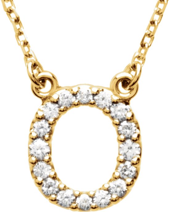 14K Yellow 1/6 CTW Natural Diamond Initial O 16 Necklace