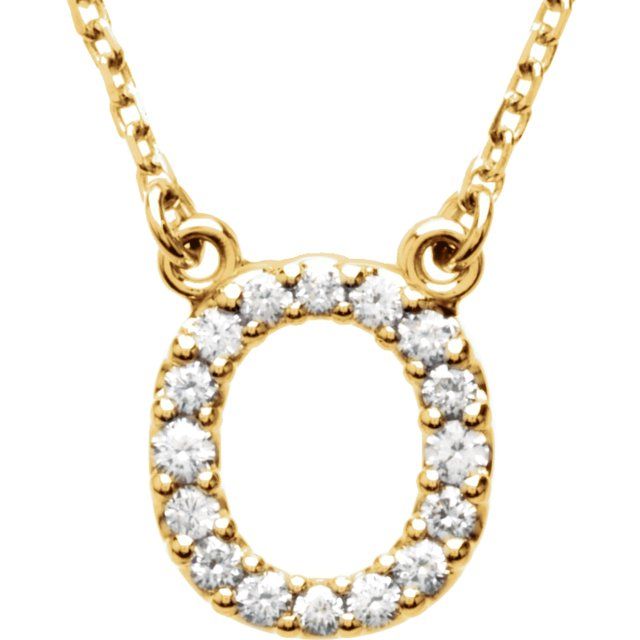 14K Yellow 1/6 CTW Natural Diamond Initial O 16" Necklace