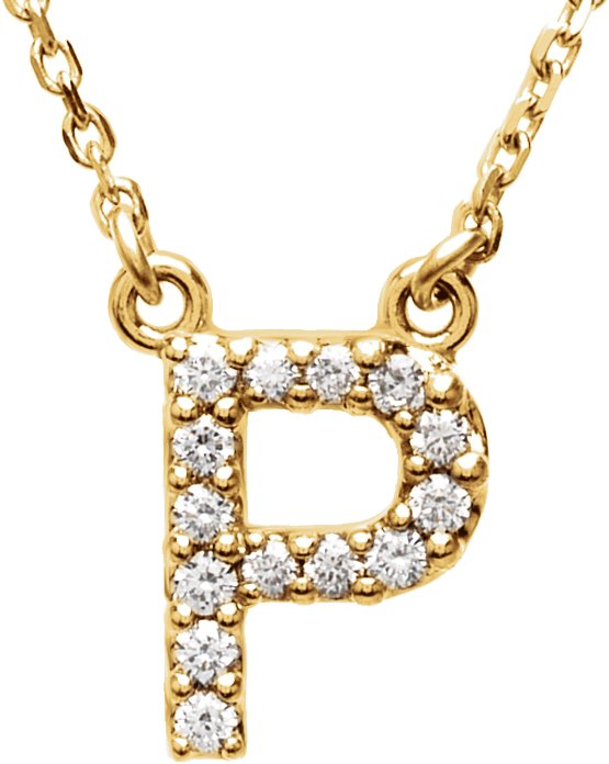 14K Yellow 1/6 CTW Natural Diamond Initial P 16" Necklace