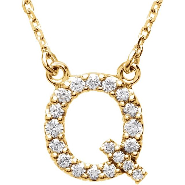 14K Yellow 1/6 CTW Natural Diamond Initial Q 16 Necklace