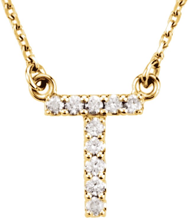 14K Yellow Natural Diamond Initial 16