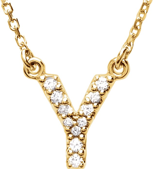 14K Yellow .08 CTW Natural Diamond Initial Y 16" Necklace