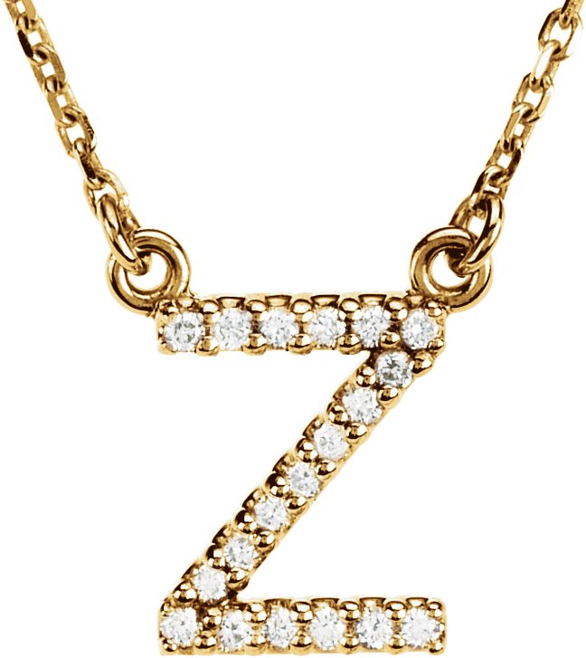 14K Yellow .08 CTW Natural Diamond Initial Z 16 inch Necklace Ref 9869939