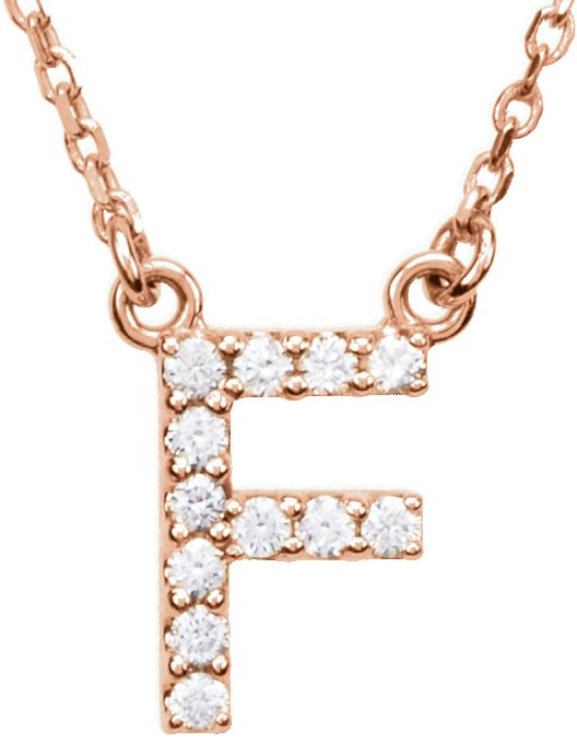 14K Rose 0.13 CTW Natural Diamond Initial F 16 inch Necklace Ref 9869905