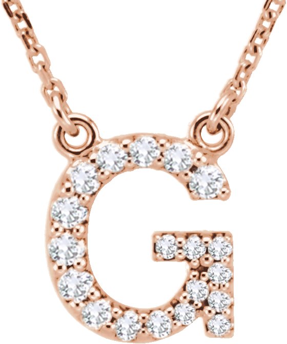 14K Rose 0.17 CTW Natural Diamond Initial G 16 inch Necklace Ref 9869933