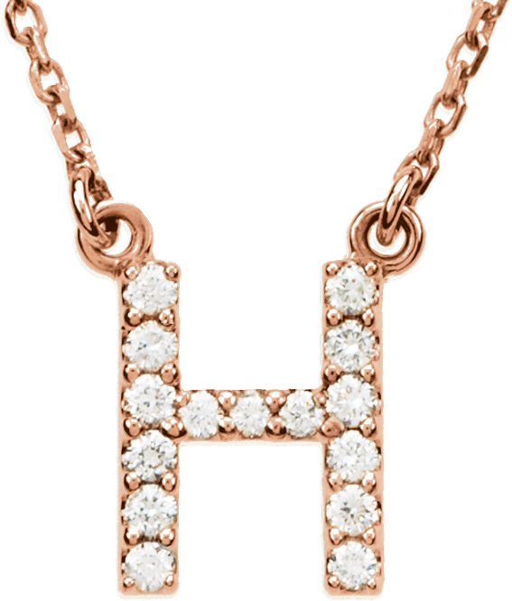 14K Rose 0.17 CTW Natural Diamond Initial H 16 inch Necklace Ref 9869927