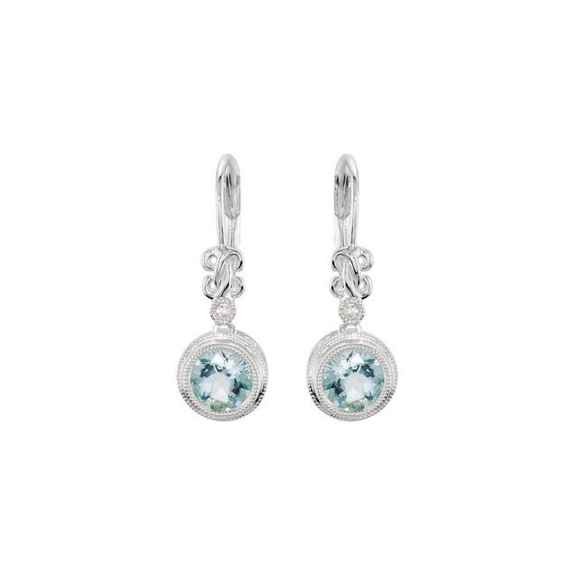 Sterling Silver Natural Aquamarine & .02 CTW Natural Diamond Earrings