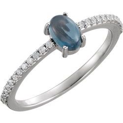 Gemstone Cabochon & Diamond Ring or Mounting