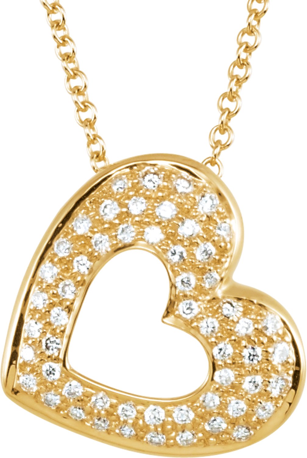 14K Yellow 1/4 CTW Diamond Heart 18" Necklace