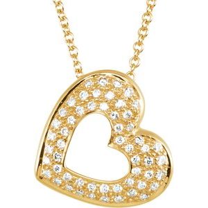 14K Yellow 1/4 CTW Diamond Heart 18" Necklace