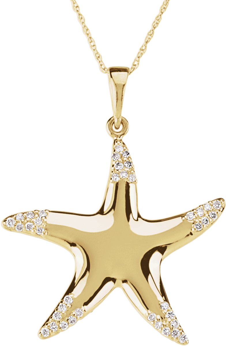 14K Yellow 1/5 CTW Diamond Starfish 18" Necklace