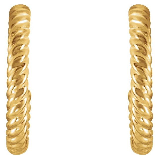 14K Yellow Rope 12 mm Hoop Earrings
