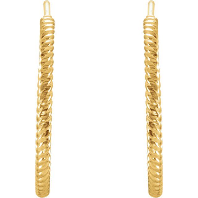 14K Yellow Rope 21 mm Hoop Earrings
