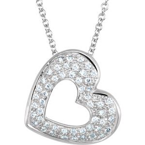 14K White 1/4 CTW Natural Diamond Heart 18" Necklace