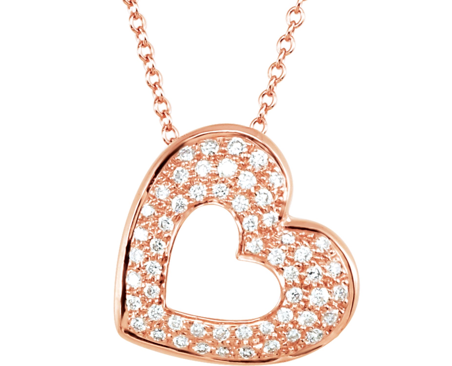 14K Rose 1/4 CTW Diamond Heart 18" Necklace