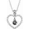 Sterling Silver .167 CTW Black and White Diamond Heart 18 inch Necklace Ref. 3677310