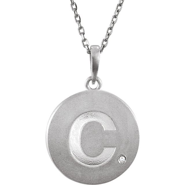 Sterling Silver .005 CT Diamond Initial C 18