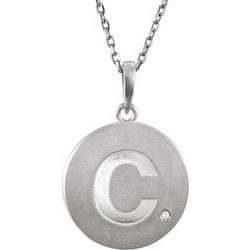 Block Initial Disc Pendant or Necklace