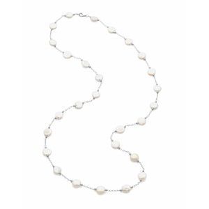 Sterling Silver 12-13 mm Cultured White Freshwater Pearl Coin 38" Necklace
