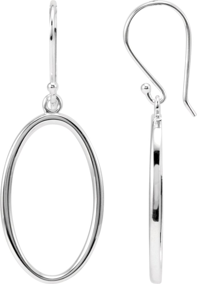 14K White Oval Dangle Earrings