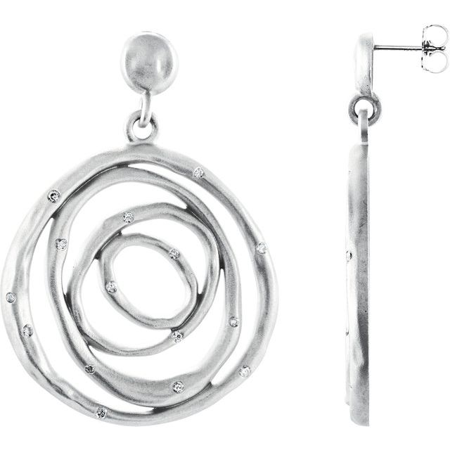 Sterling Silver & 14K White 3/8 CTW Natural Diamond Circle Earrings  