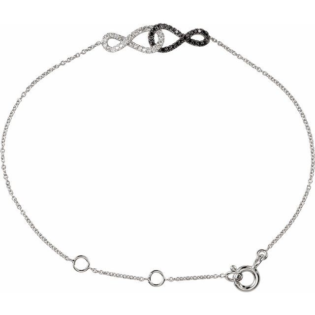 14K White 1/5 CTW Natural Black & White Diamond Infinity-Inspired 5 3/4 - 6 3/4" Bracelet